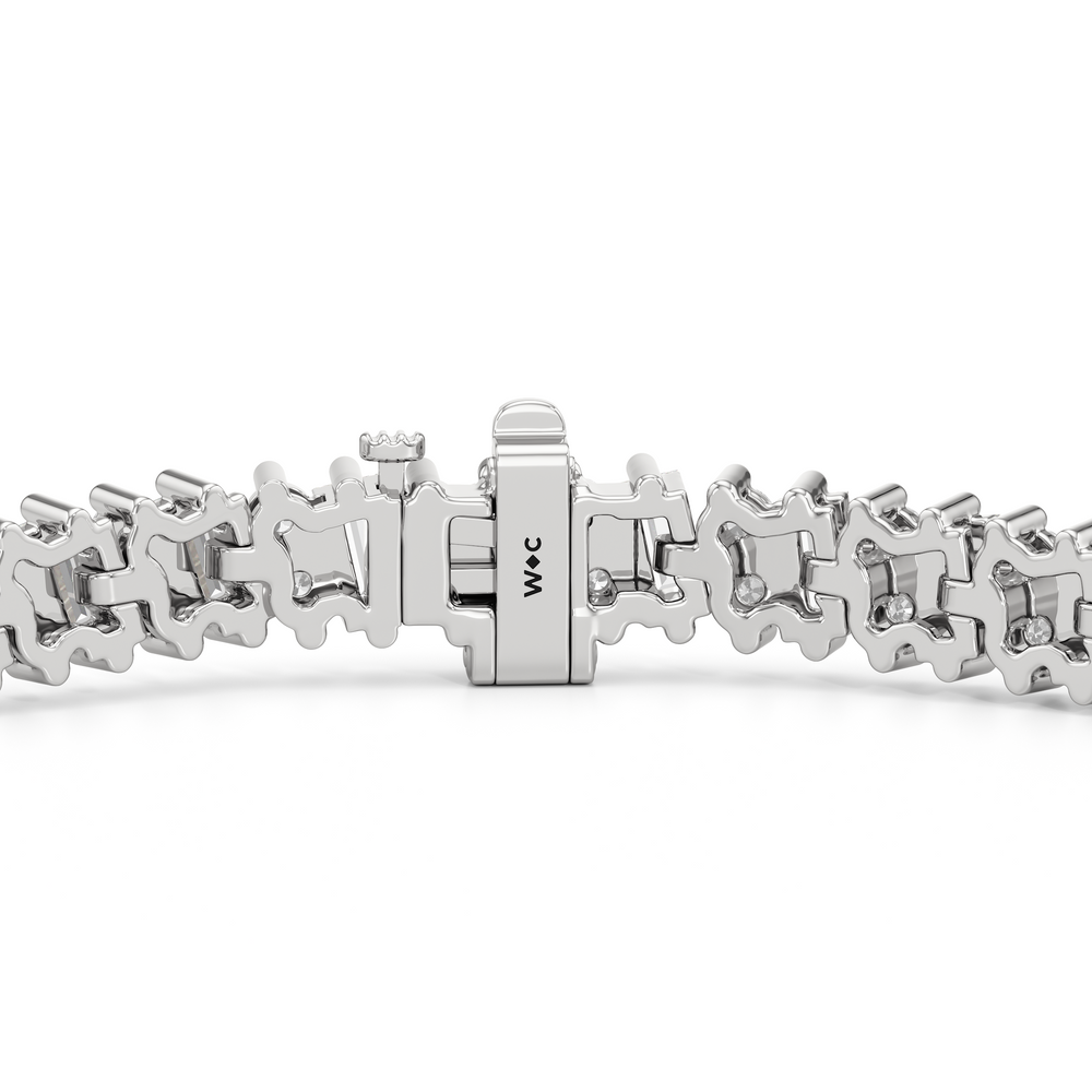 Alternating Duo Tennis Bracelet with 4 Cut Diamond in 14KT White Gold view 8
