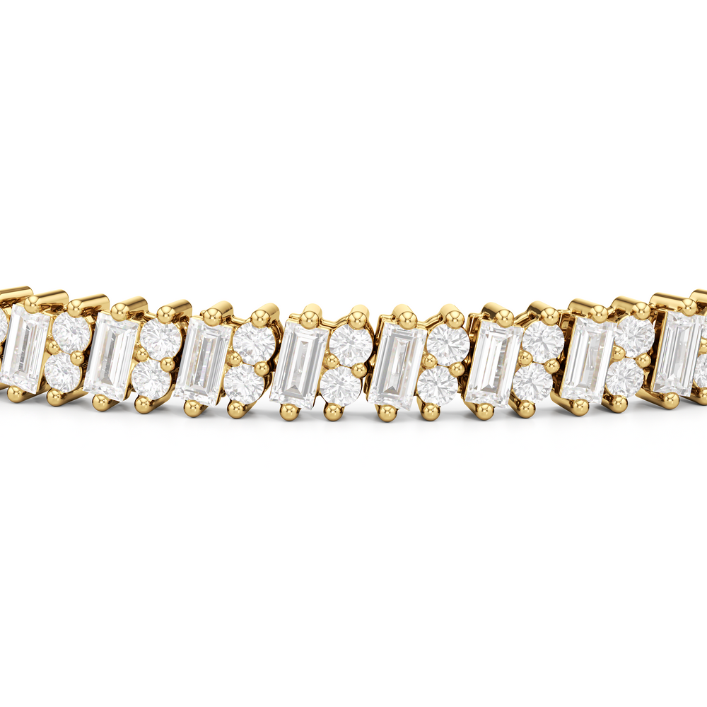 Alternating Duo Tennis Bracelet with 4 Cut Diamond in 14KT Yellow Gold view 6
