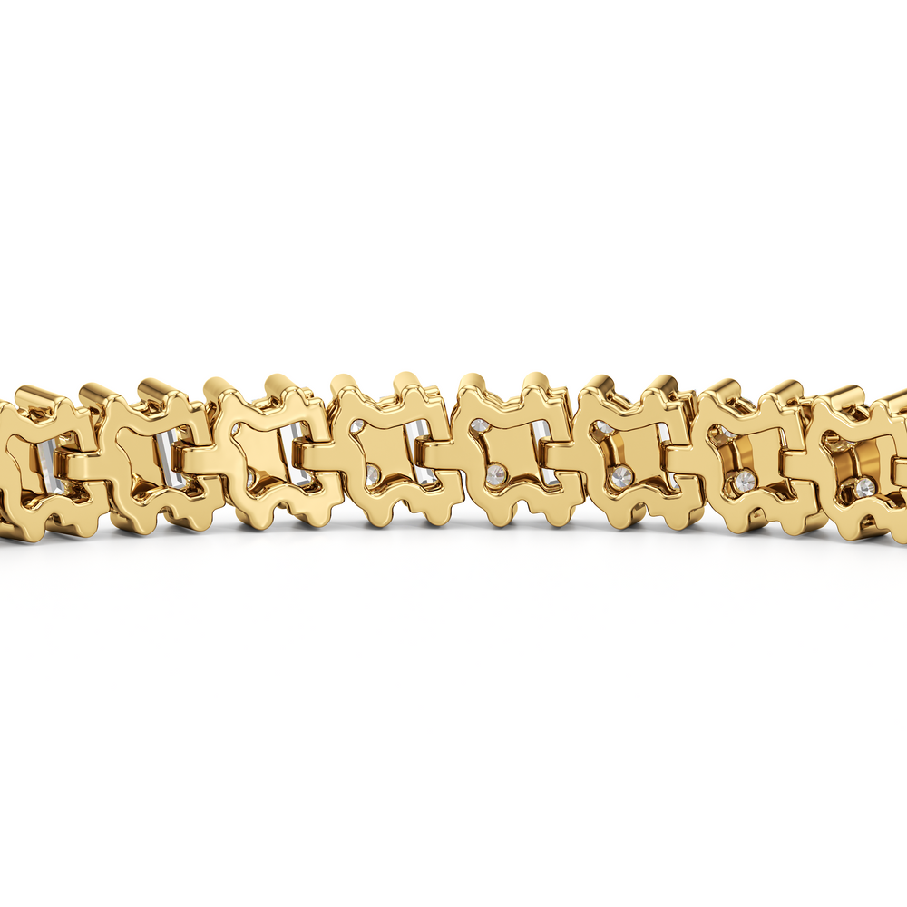 Alternating Duo Tennis Bracelet with 4 Cut Diamond in 14KT Yellow Gold view 7
