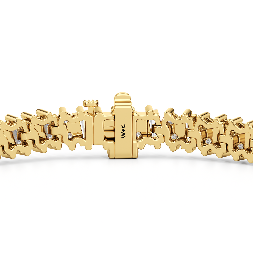 Alternating Duo Tennis Bracelet with 4 Cut Diamond in 14KT Yellow Gold view 8
