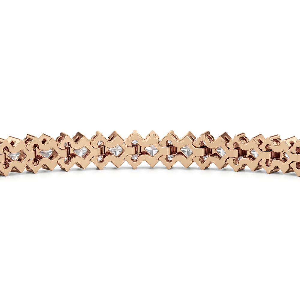Half Bezel Round Tennis Bracelet with 5 Cut Diamond in 14KT Rose Gold view 7

