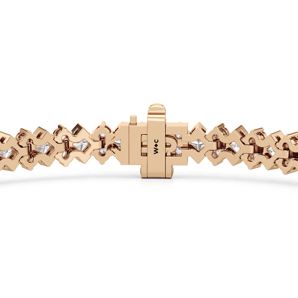 Half Bezel Round Tennis Bracelet with 5 Cut Diamond in 14KT Rose Gold view 8
