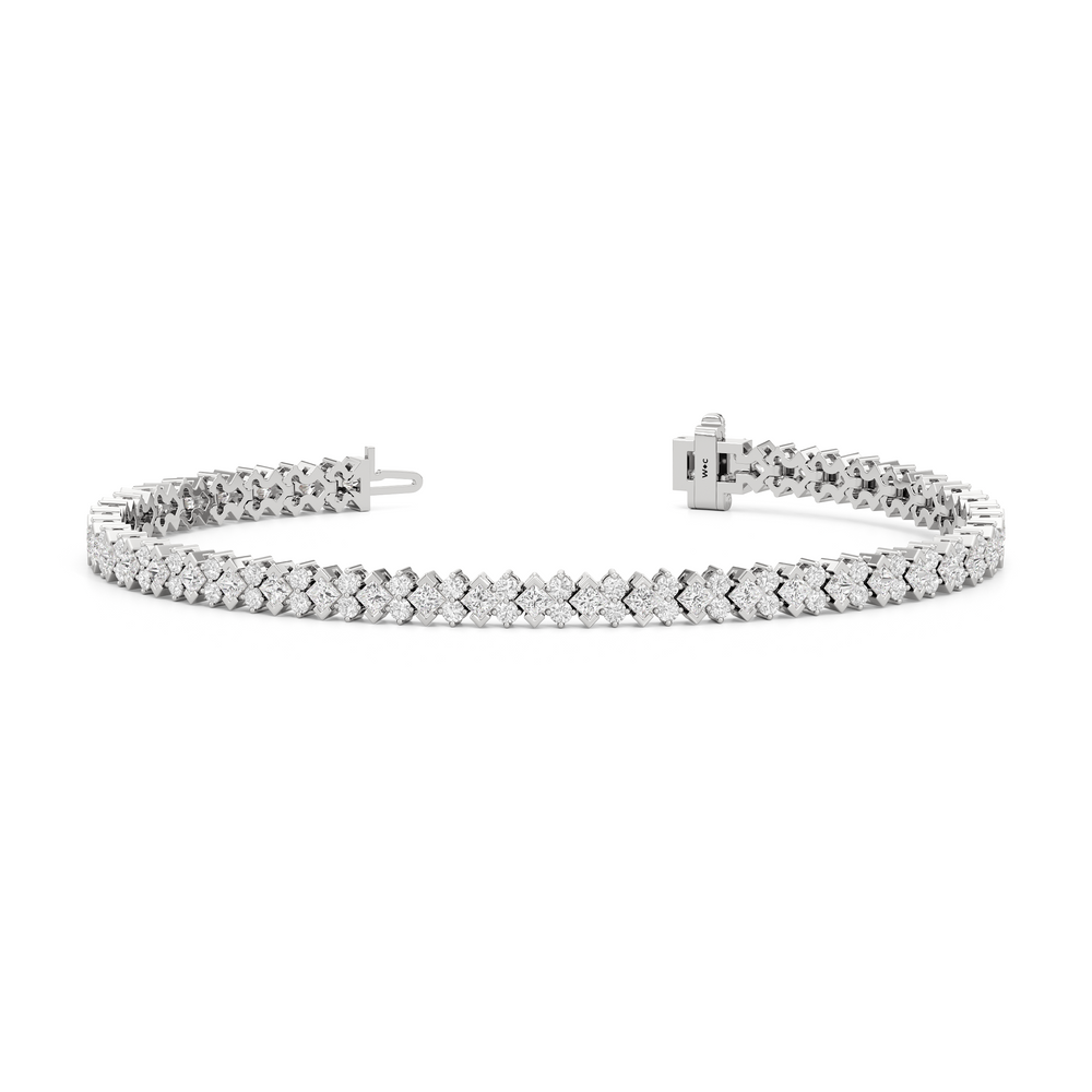 Half Bezel Round Tennis Bracelet with 5 Cut Diamond in 14KT White Gold view 2
