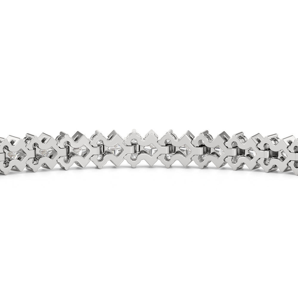 Half Bezel Round Tennis Bracelet with 5 Cut Diamond in 14KT White Gold view 7
