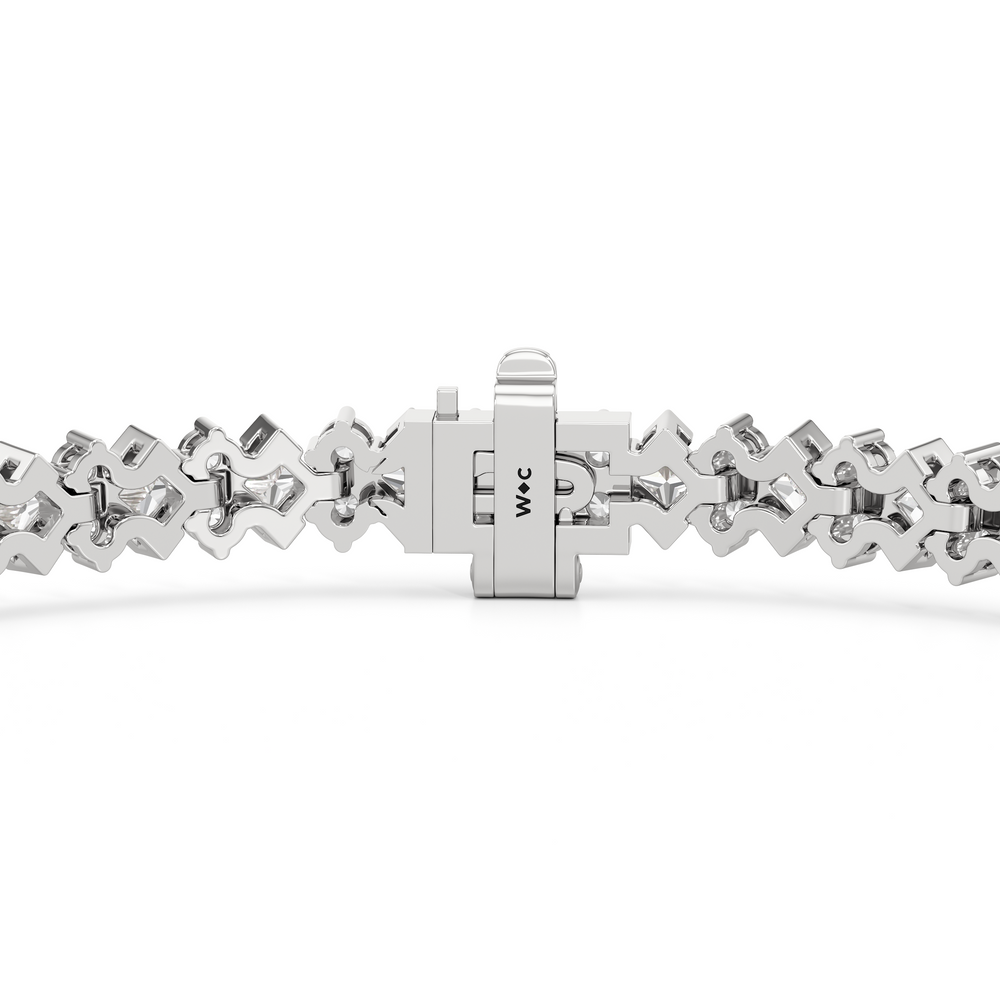 Half Bezel Round Tennis Bracelet with 5 Cut Diamond in 14KT White Gold view 8
