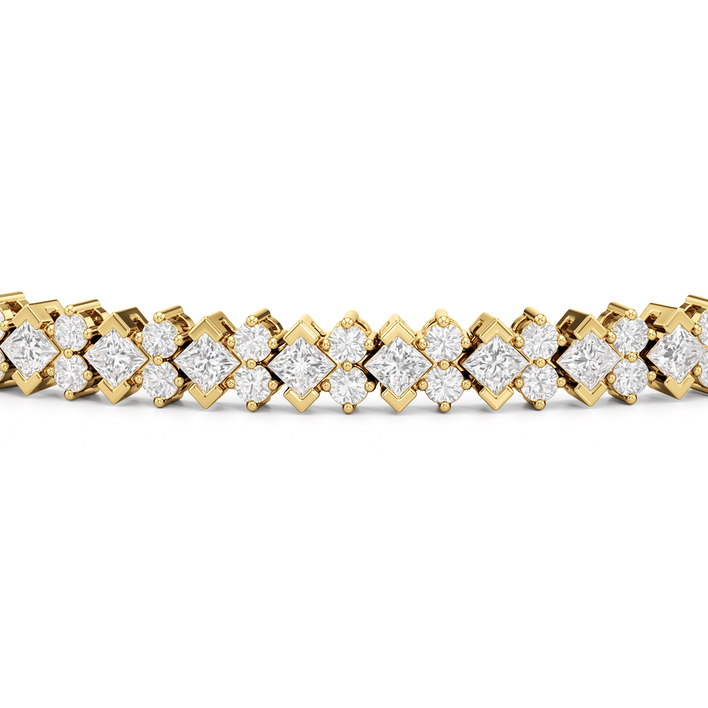 Half Bezel Round Tennis Bracelet with 5 Cut Diamond in 14KT Yellow Gold view 6
