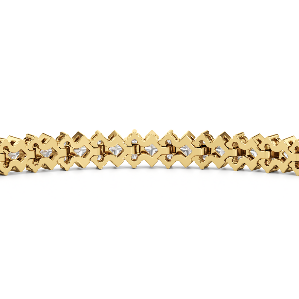 Half Bezel Round Tennis Bracelet with 5 Cut Diamond in 14KT Yellow Gold view 8

