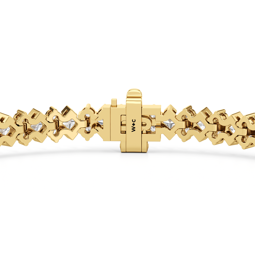 Half Bezel Round Tennis Bracelet with 5 Cut Diamond in 14KT Yellow Gold view 7
