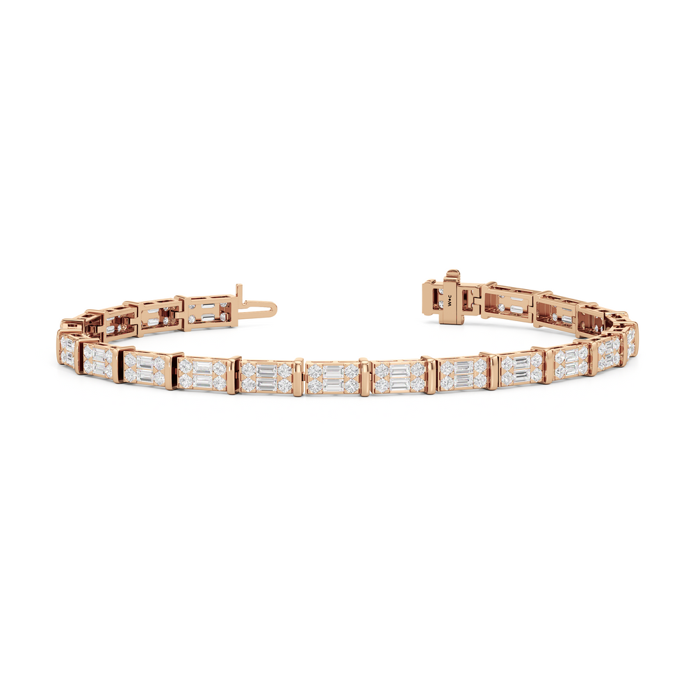 East West Tennis Bracelet with 4 Cut Diamond in 14KT Rose Gold view 2
