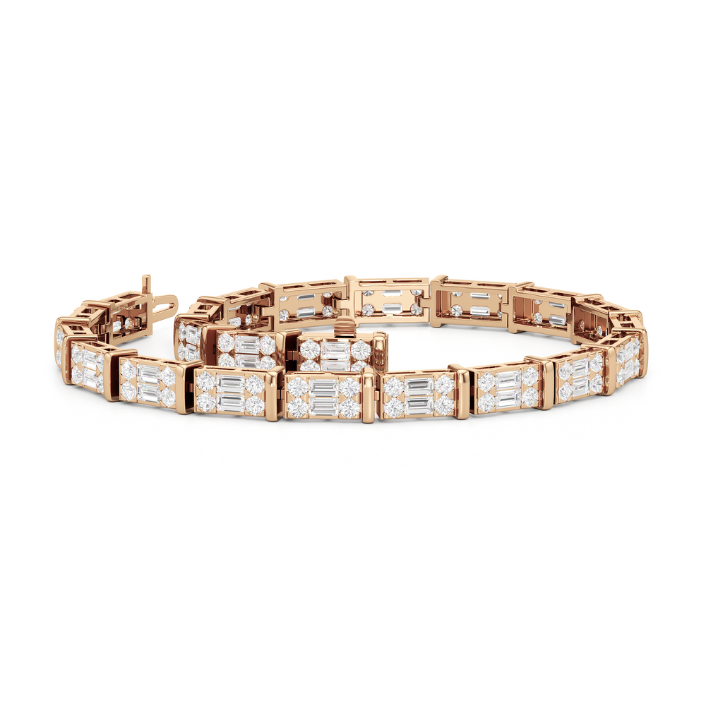 East West Tennis Bracelet with 4 Cut Diamond in 14KT Rose Gold view 3
