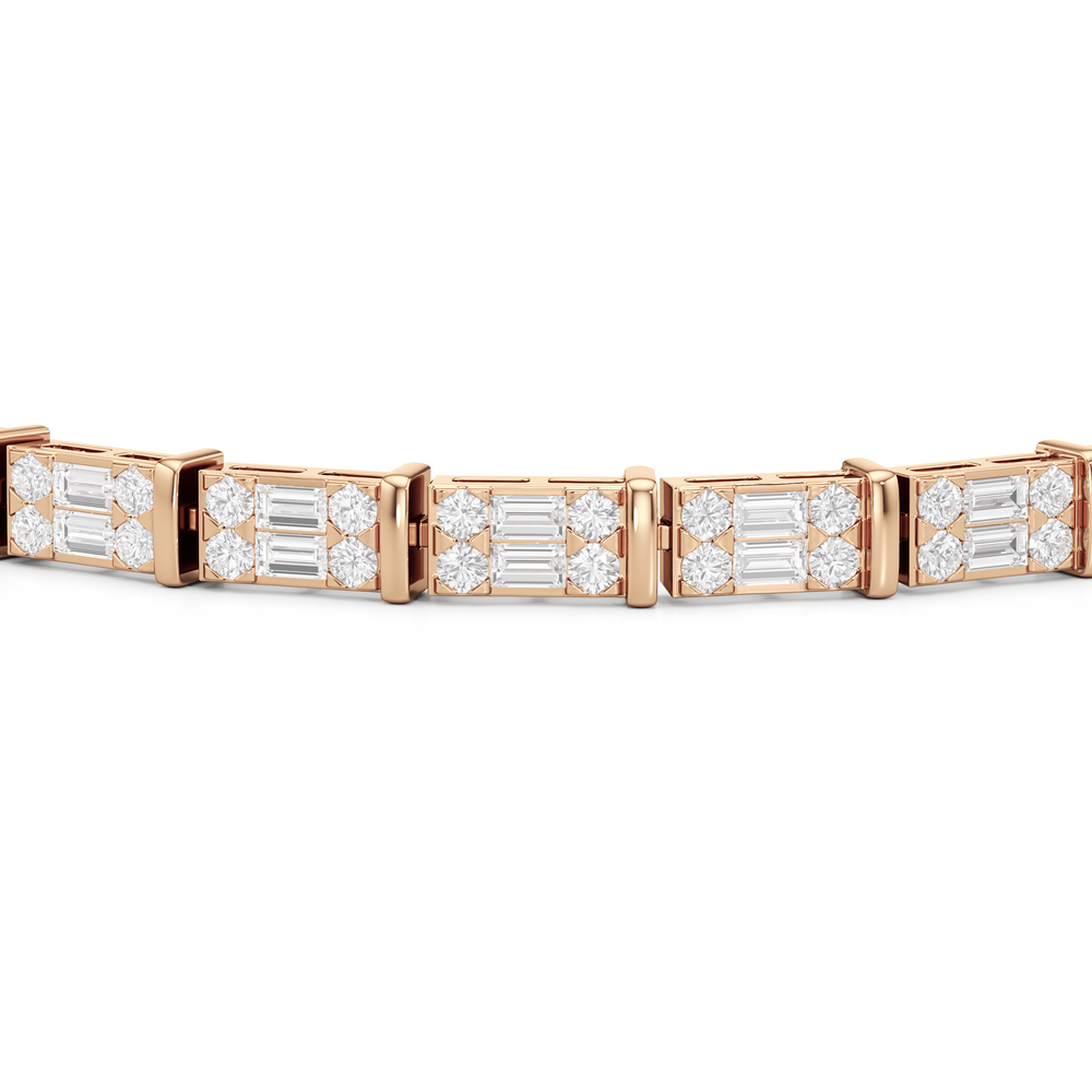 East West Tennis Bracelet with 4 Cut Diamond in 14KT Rose Gold view 6
