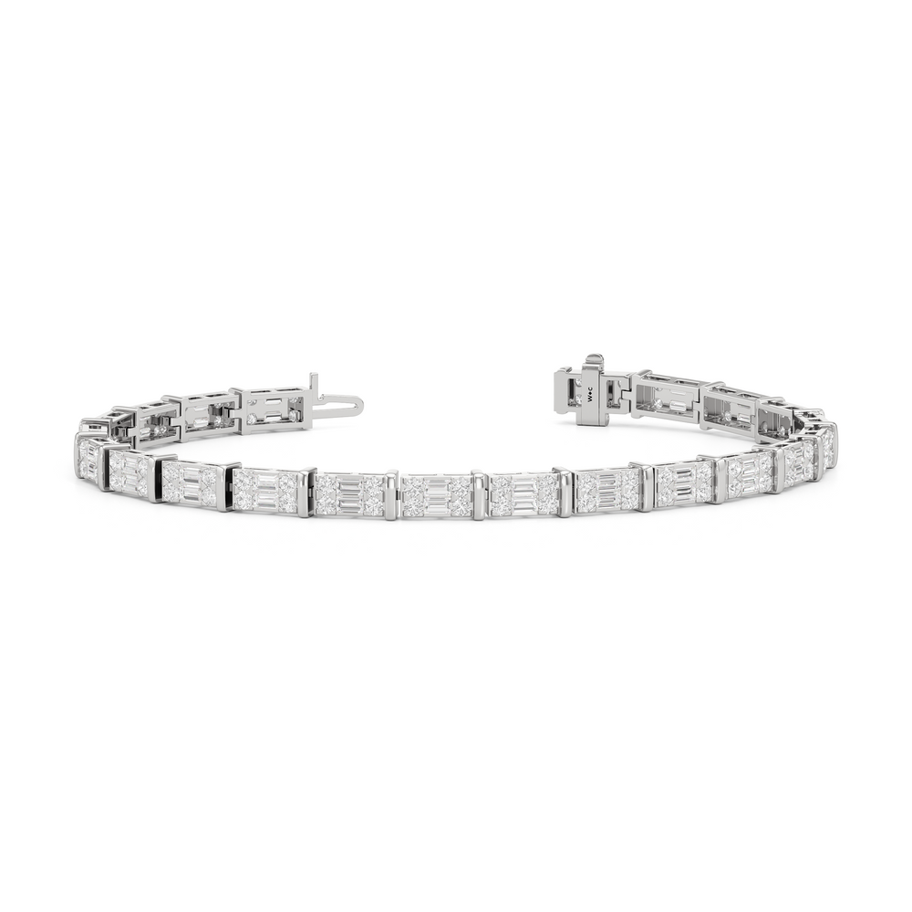 East West Tennis Bracelet with 4 Cut Diamond in 14KT White Gold view 2
