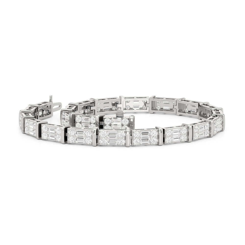 East West Tennis Bracelet with 4 Cut Diamond in 14KT White Gold view 3
