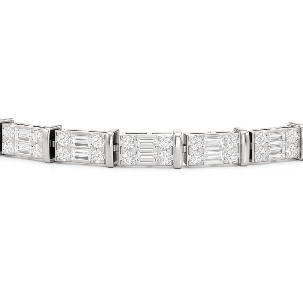 East West Tennis Bracelet with 4 Cut Diamond in 14KT White Gold view 6
