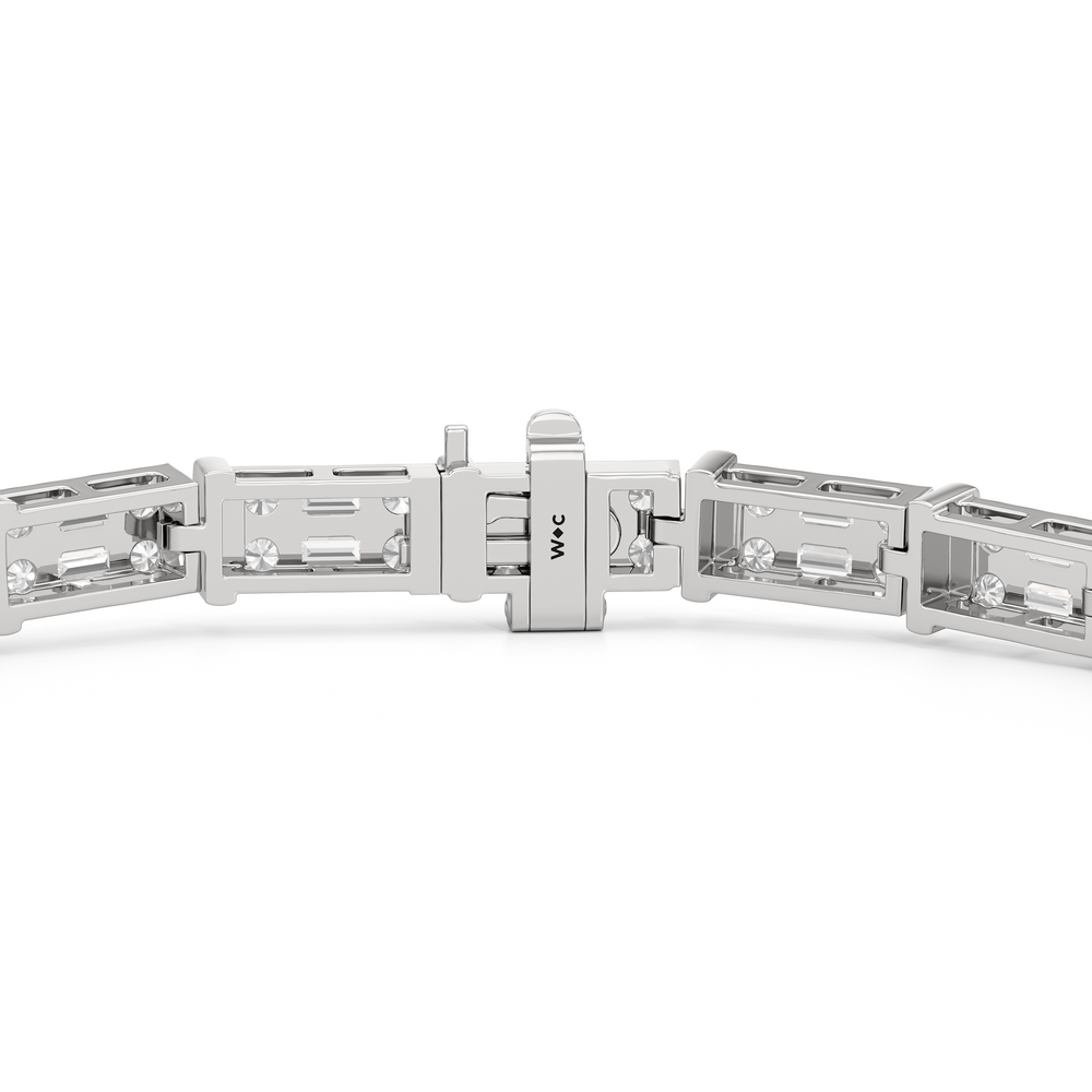 East West Tennis Bracelet with 4 Cut Diamond in 14KT White Gold view 8
