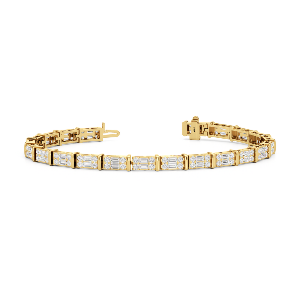 East West Tennis Bracelet with 4 Cut Diamond in 14KT Yellow Gold view 2
