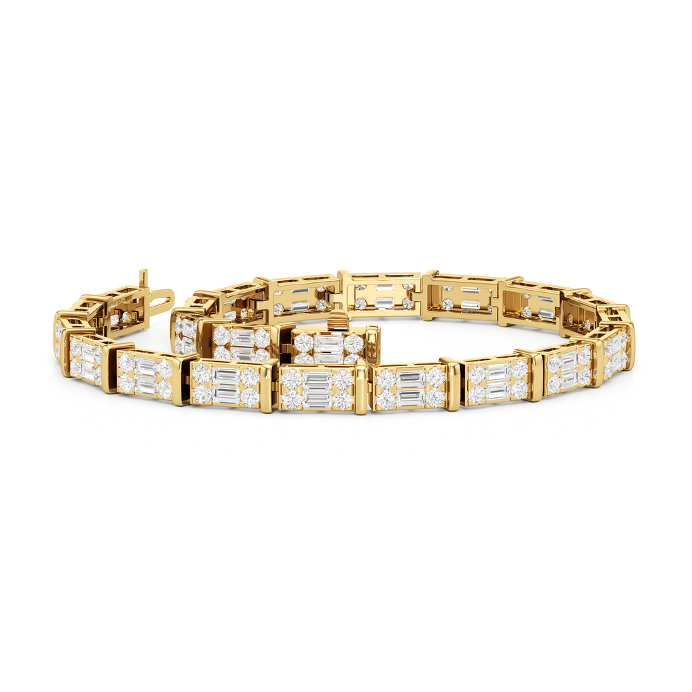 East West Tennis Bracelet with 4 Cut Diamond in 14KT Yellow Gold view 3
