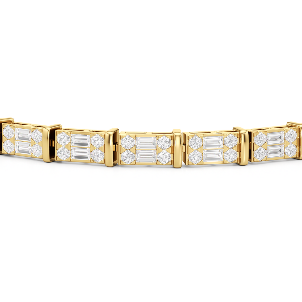 East West Tennis Bracelet with 4 Cut Diamond in 14KT Yellow Gold view 6
