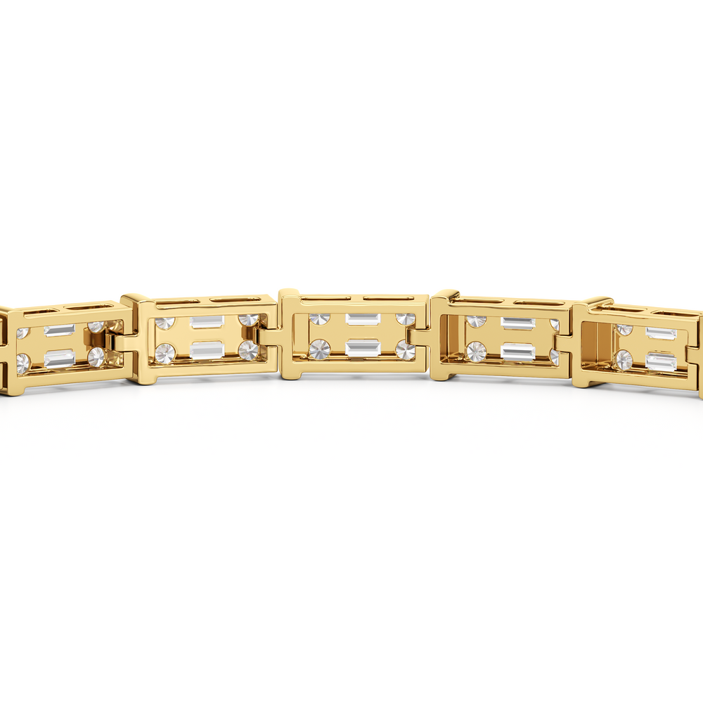 East West Tennis Bracelet with 4 Cut Diamond in 14KT Yellow Gold view 7
