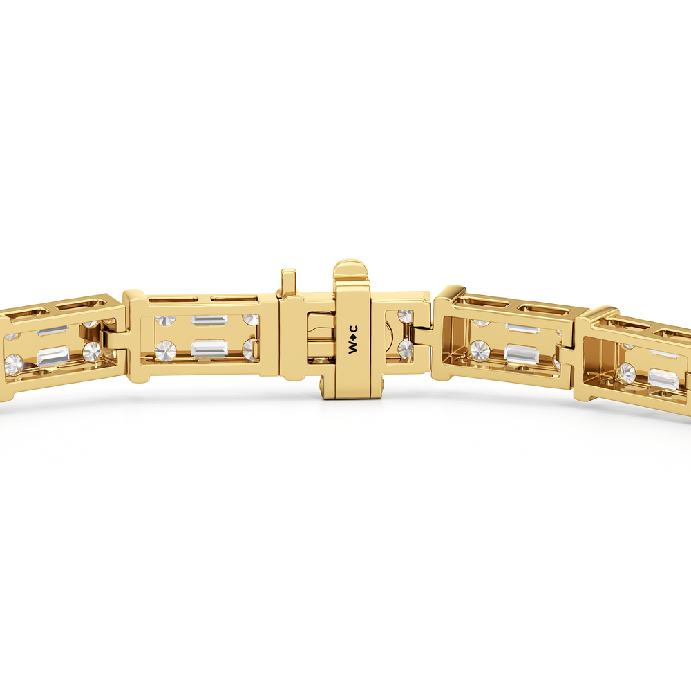 East West Tennis Bracelet with 4 Cut Diamond in 14KT Yellow Gold view 8
