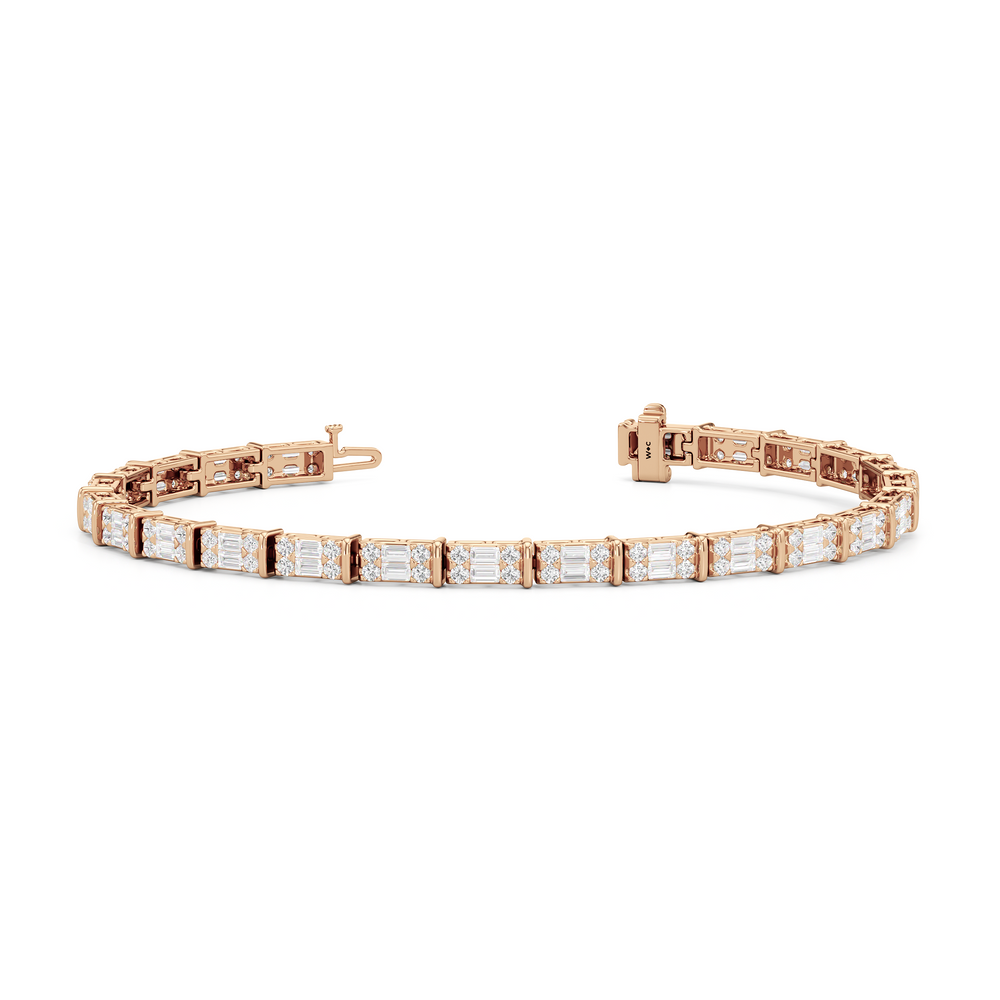 East West Tennis Bracelet with 3 Cut Diamond in 14KT Rose Gold view 2
