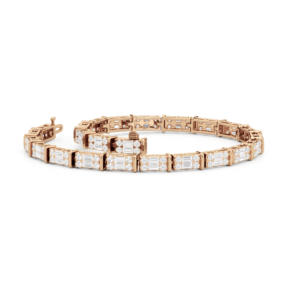 East West Tennis Bracelet with 3 Cut Diamond in 14KT Rose Gold view 3
