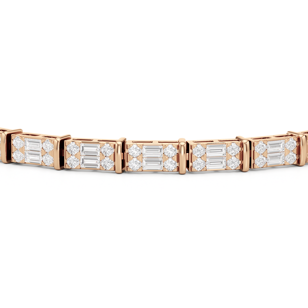East West Tennis Bracelet with 3 Cut Diamond in 14KT Rose Gold view 6
