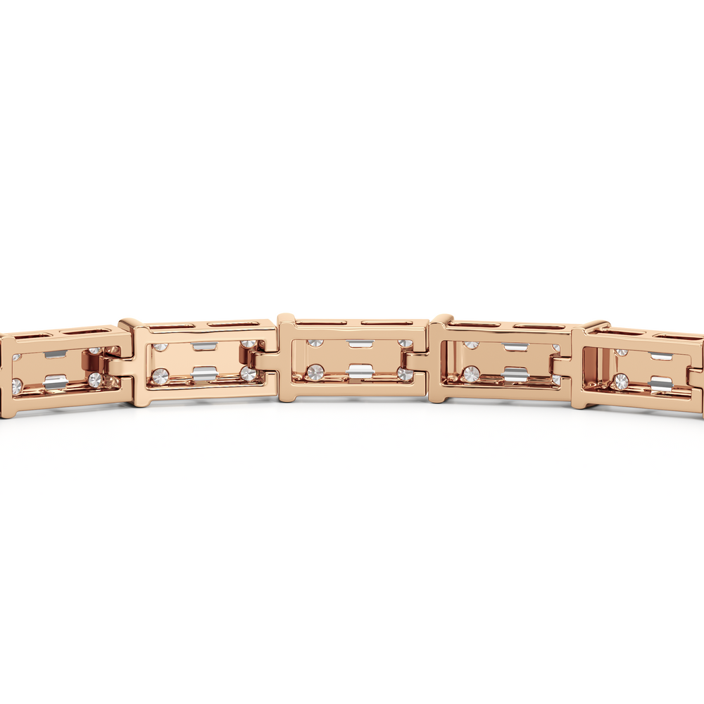 East West Tennis Bracelet with 3 Cut Diamond in 14KT Rose Gold view 7
