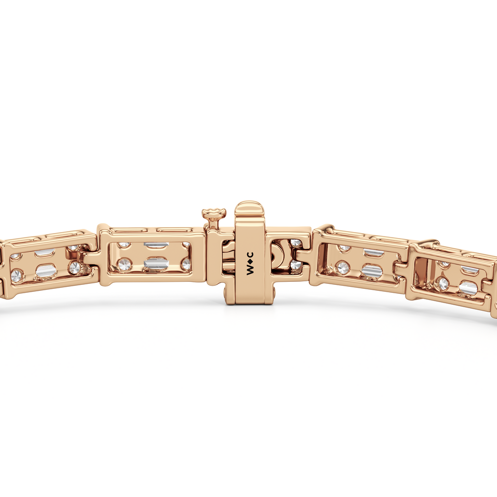East West Tennis Bracelet with 3 Cut Diamond in 14KT Rose Gold view 8
