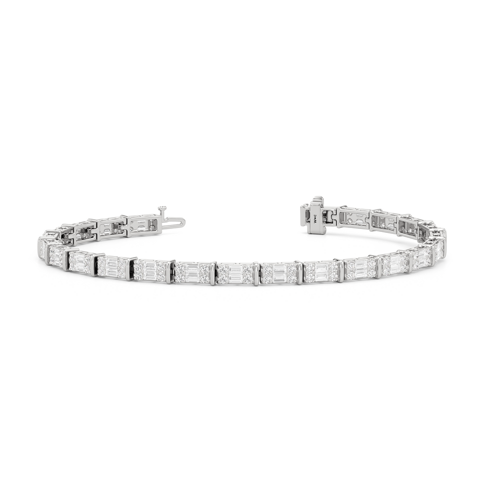 East West Tennis Bracelet with 3 Cut Diamond in 14KT White Gold view 2
