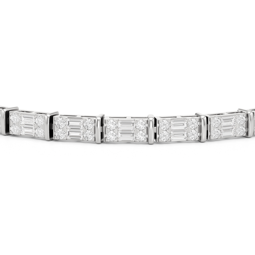 East West Tennis Bracelet with 3 Cut Diamond in 14KT White Gold view 6
