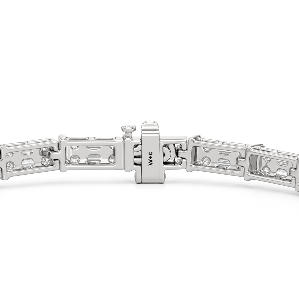 East West Tennis Bracelet with 3 Cut Diamond in 14KT White Gold view 8
