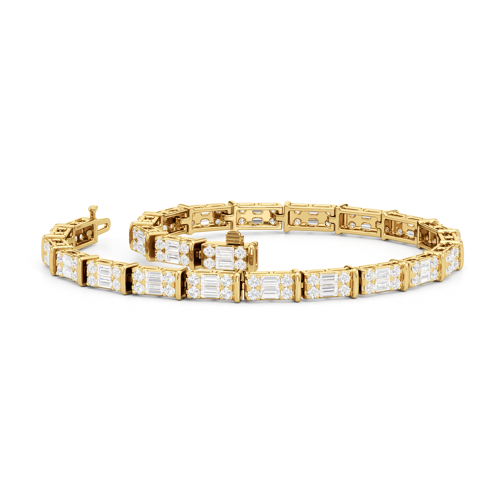 East West Tennis Bracelet with 3 Cut Diamond in 14KT Yellow Gold view 3
