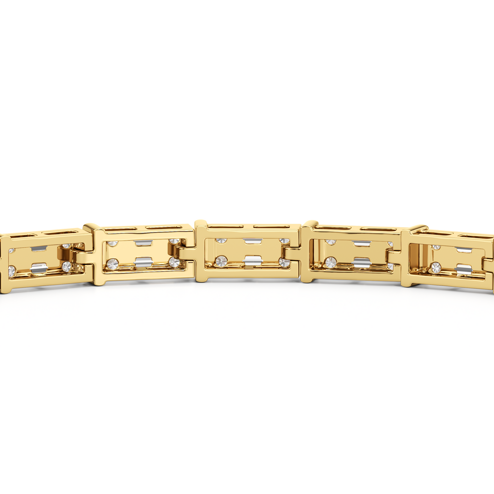 East West Tennis Bracelet with 3 Cut Diamond in 14KT Yellow Gold view 7
