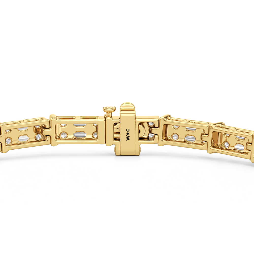 East West Tennis Bracelet with 3 Cut Diamond in 14KT Yellow Gold view 8
