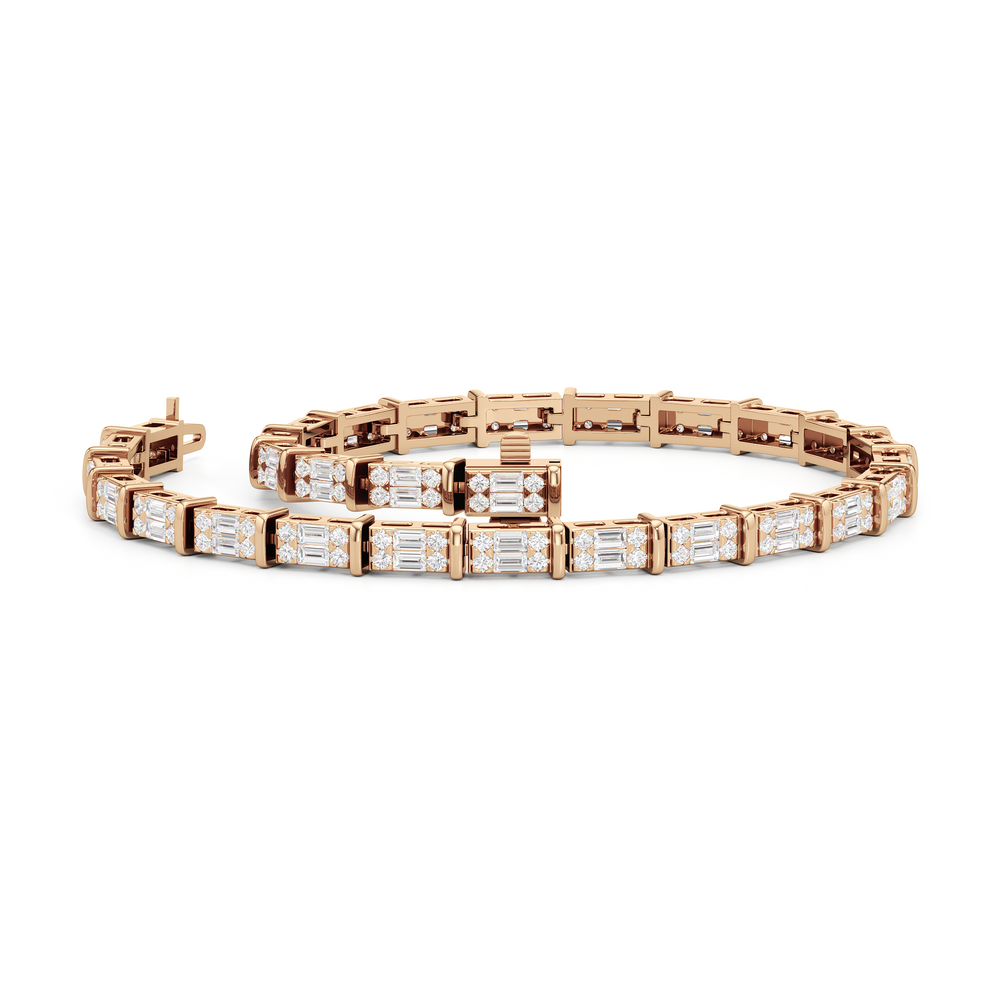 East West Tennis Bracelet with 2 Cut Diamond in 14KT Rose Gold view 3
