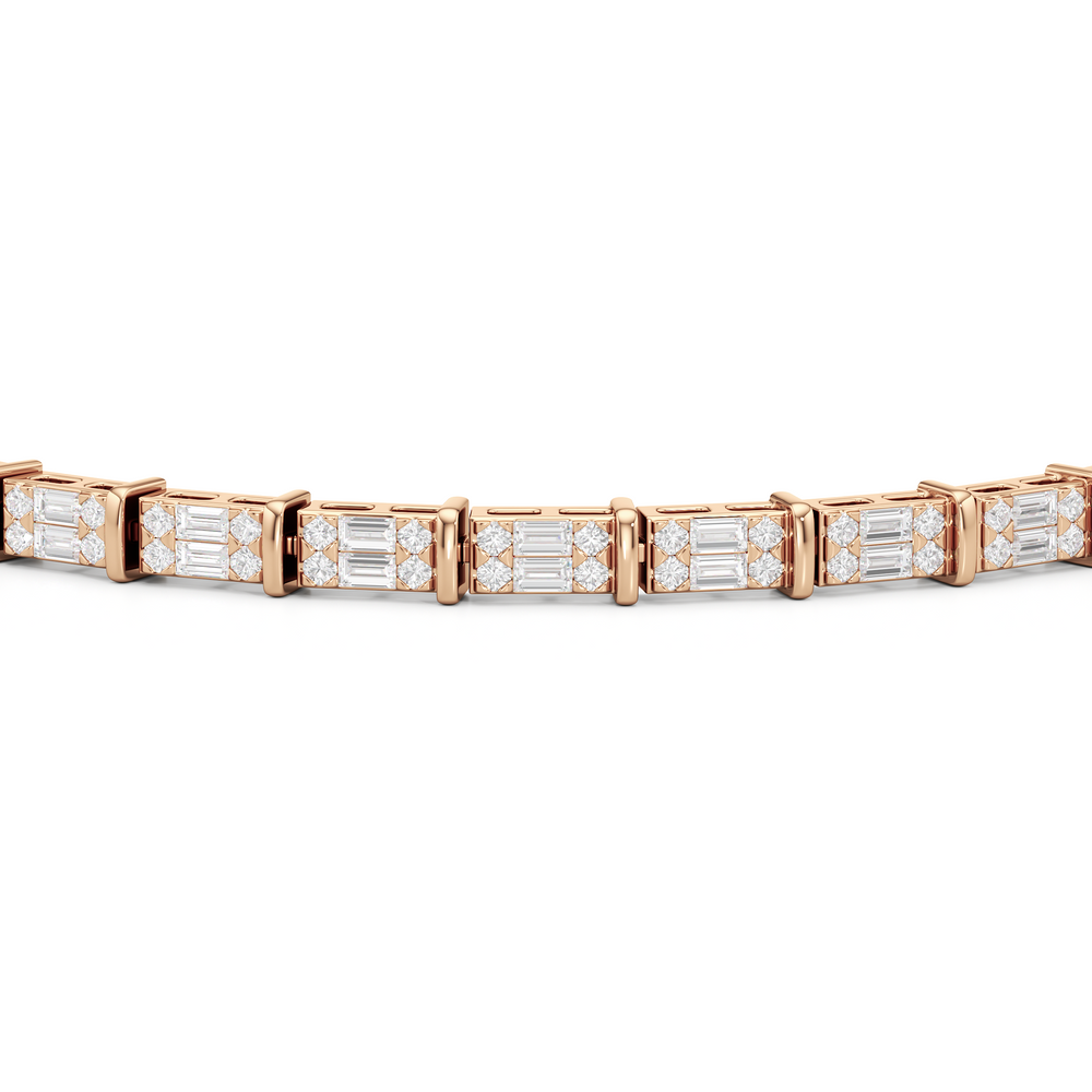 East West Tennis Bracelet with 2 Cut Diamond in 14KT Rose Gold view 6
