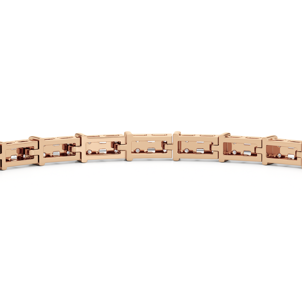 East West Tennis Bracelet with 2 Cut Diamond in 14KT Rose Gold view 7
