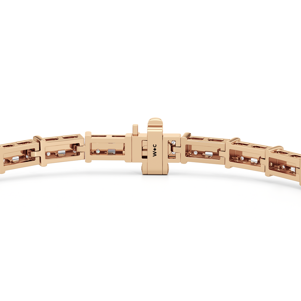 East West Tennis Bracelet with 2 Cut Diamond in 14KT Rose Gold view 8

