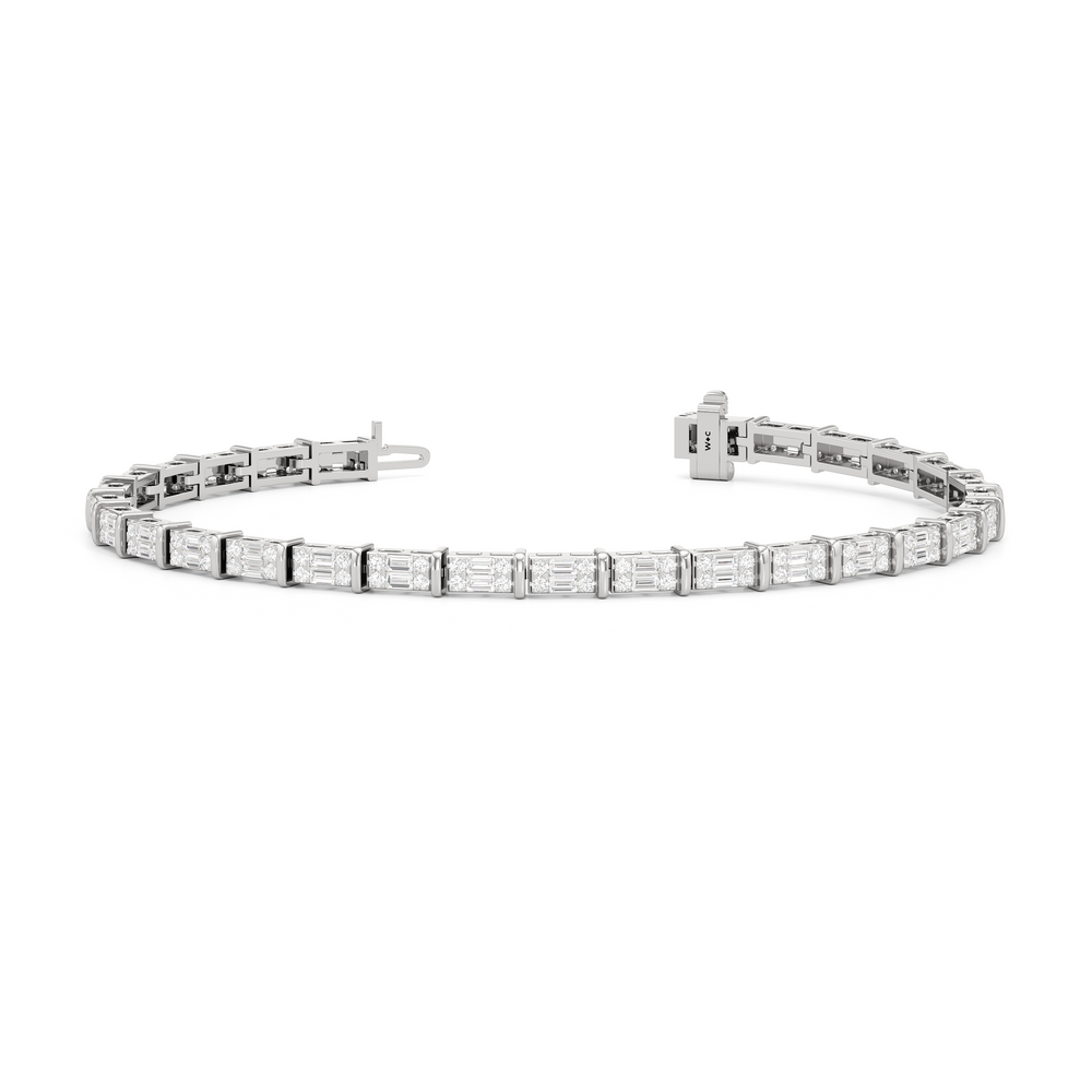 East West Tennis Bracelet with 2 Cut Diamond in 14KT White Gold view 2
