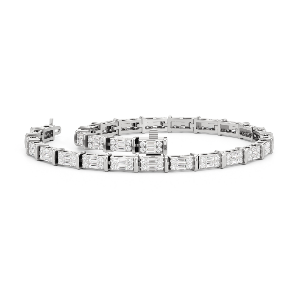 East West Tennis Bracelet with 2 Cut Diamond in 14KT White Gold view 3
