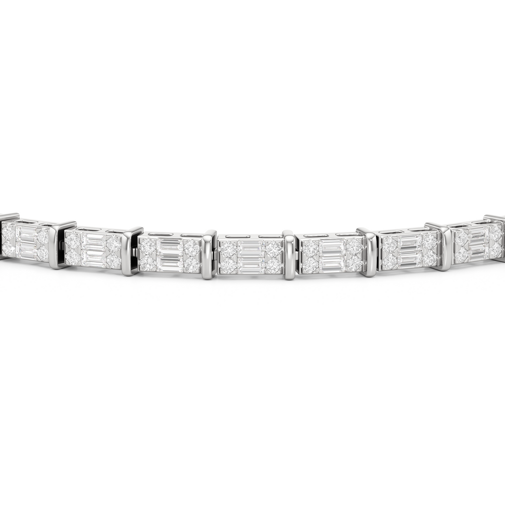 East West Tennis Bracelet with 2 Cut Diamond in 14KT White Gold view 6

