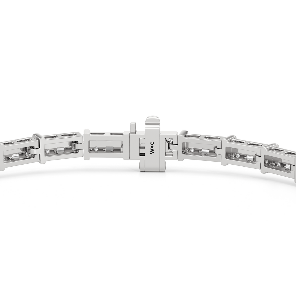 East West Tennis Bracelet with 2 Cut Diamond in 14KT White Gold view 8
