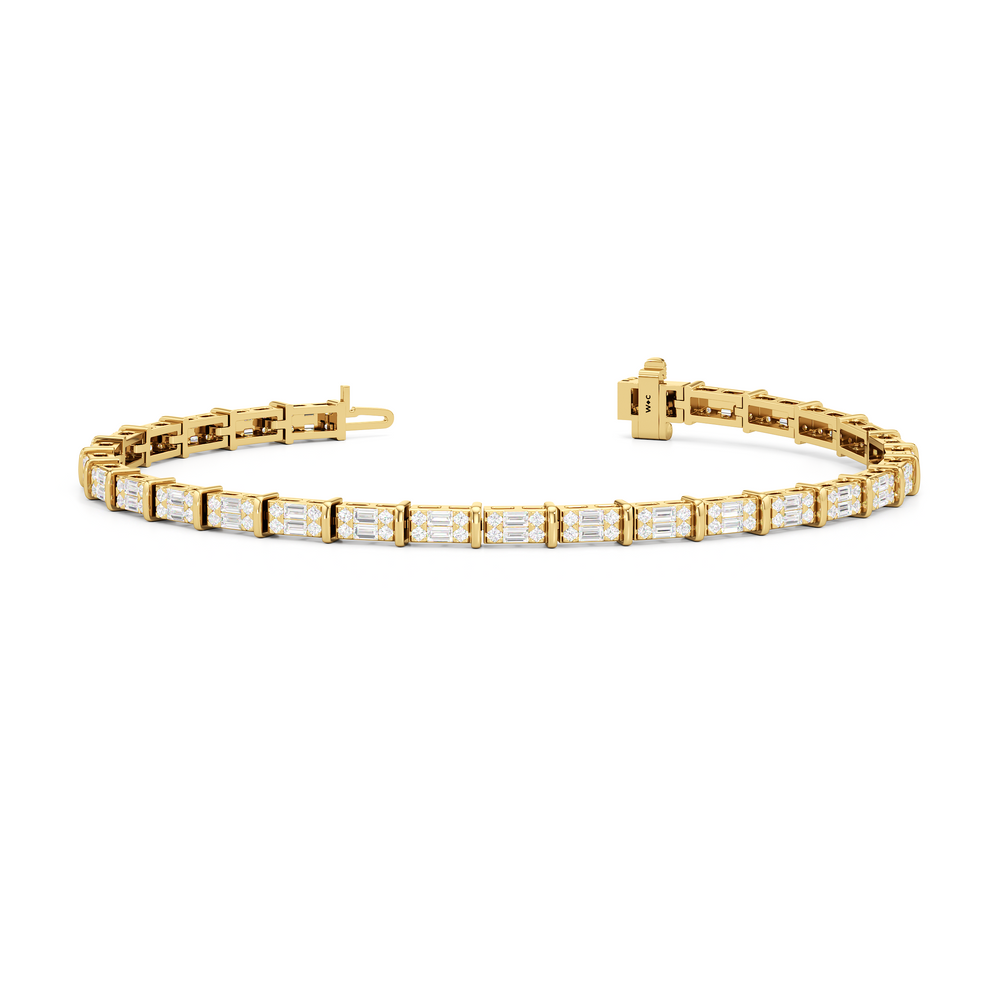 East West Tennis Bracelet with 2 Cut Diamond in 14KT Yellow Gold view 2
