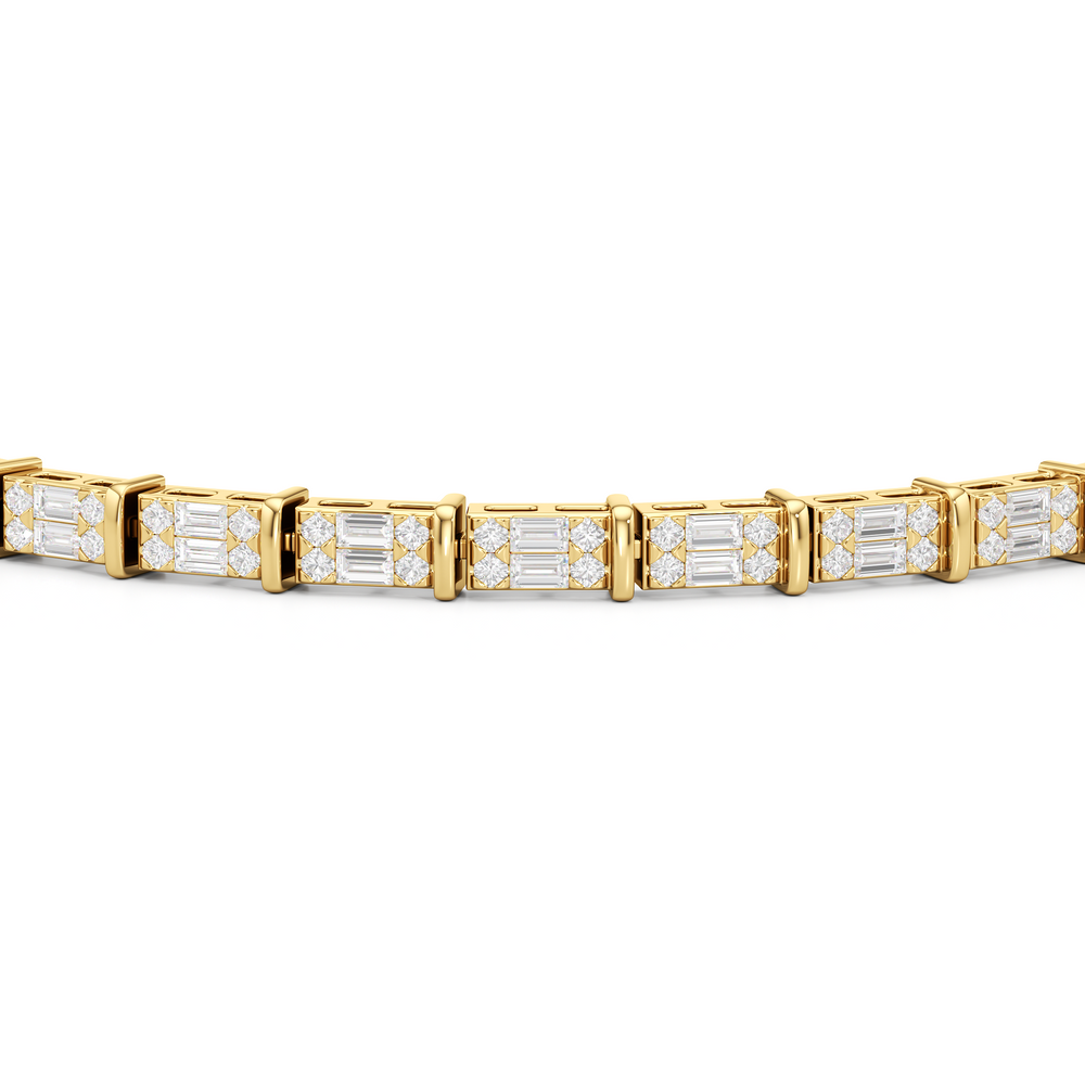 East West Tennis Bracelet with 2 Cut Diamond in 14KT Yellow Gold view 6
