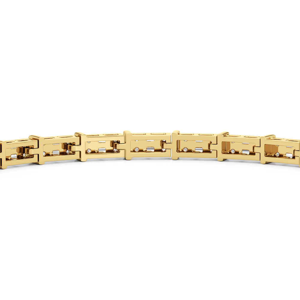 East West Tennis Bracelet with 2 Cut Diamond in 14KT Yellow Gold view 7
