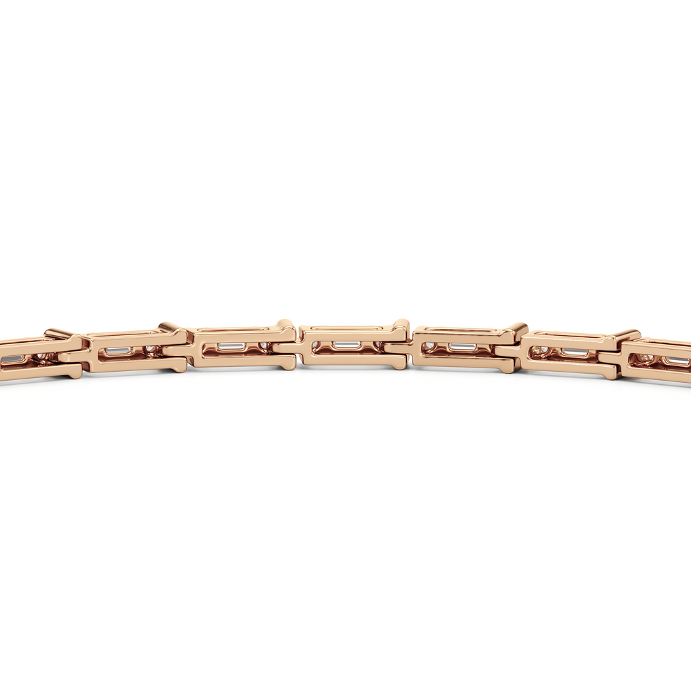 East West Baguette Tennis Bracelet with 1 Cut Diamond in 14KT Rose Gold view 7
