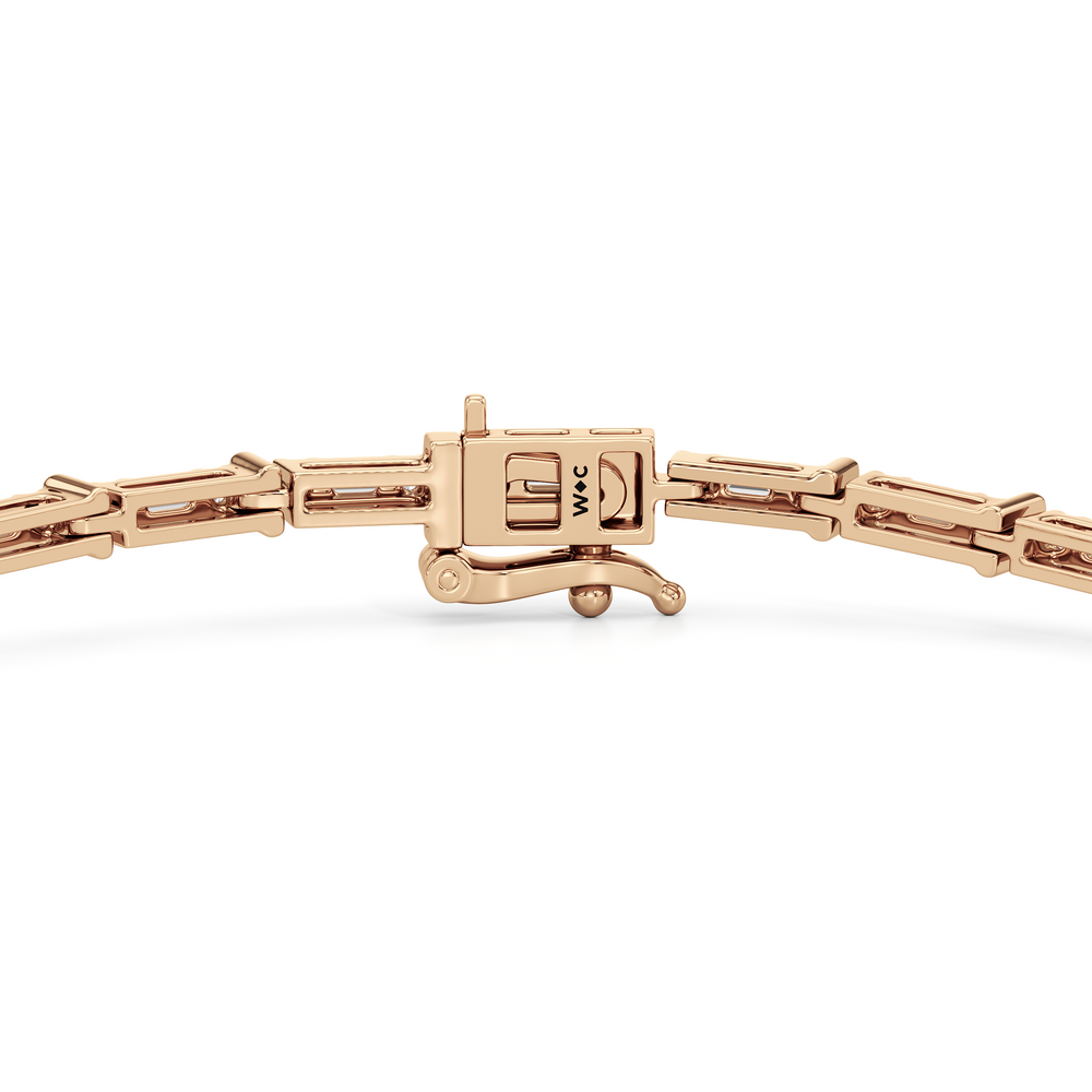 East West Baguette Tennis Bracelet with 1 Cut Diamond in 14KT Rose Gold view 8
