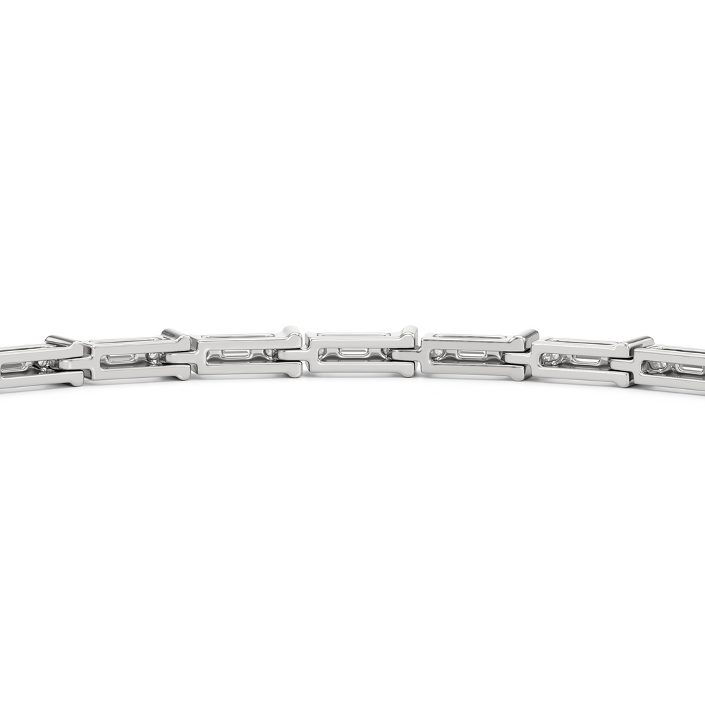 East West Baguette Tennis Bracelet with 1 Cut Diamond in 14KT White Gold view 7
