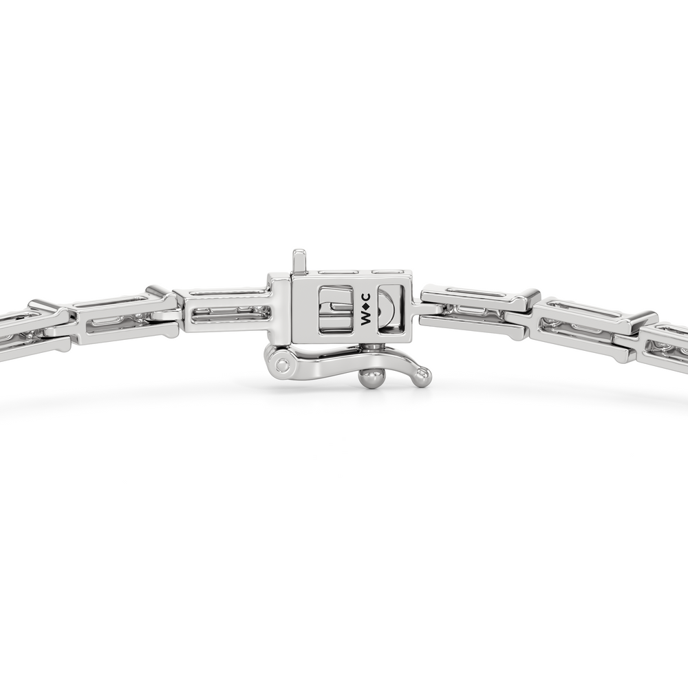 East West Baguette Tennis Bracelet with 1 Cut Diamond in 14KT White Gold view 8
